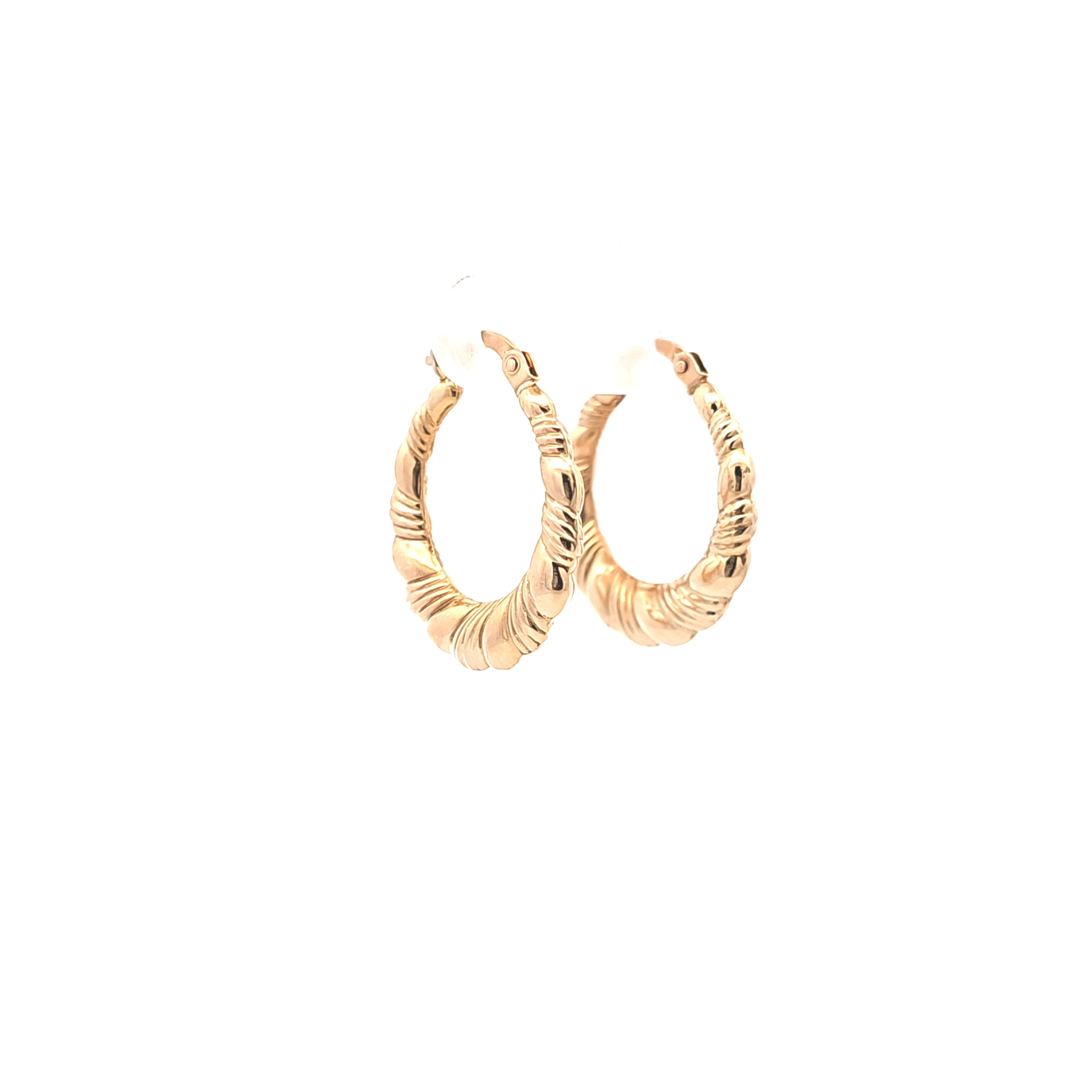 14K Yellow Gold Diamond Cut Hoop Earrings 40003463 | Shin Brothers*