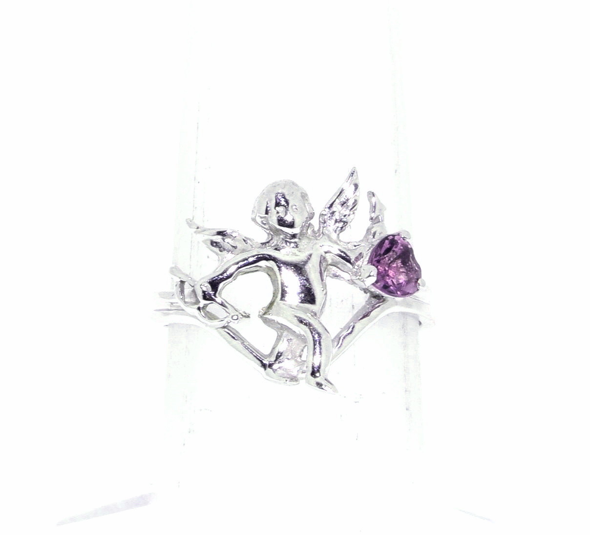 14K White Gold Angel With Amethyst Ring 12000269 | Shin Brothers* 