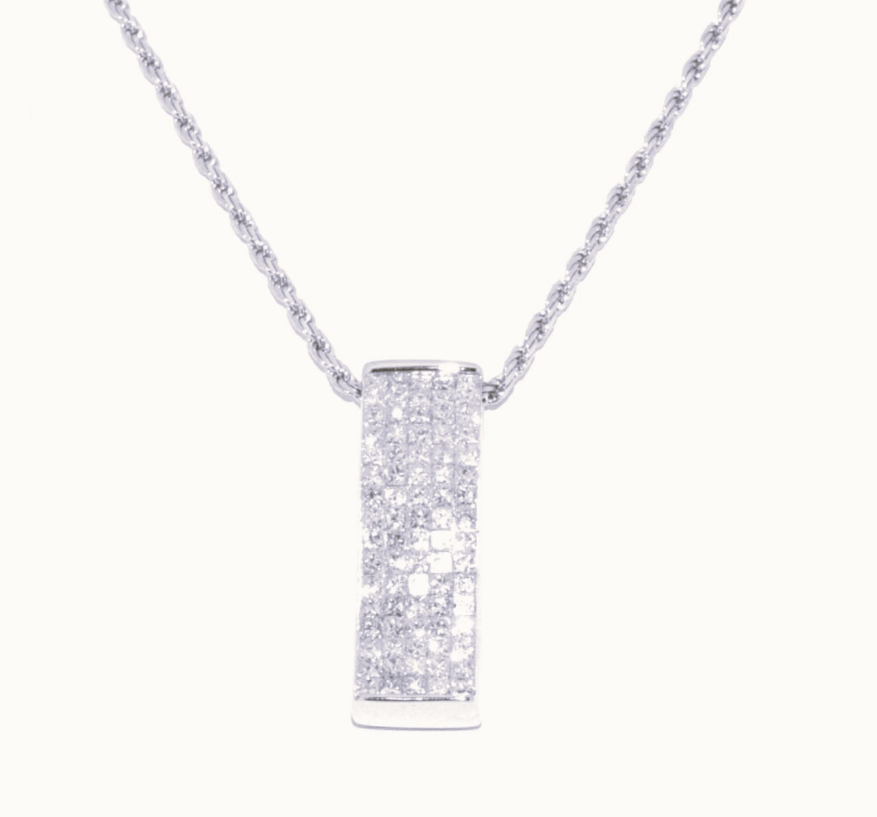 14K White Gold Invisible Set Diamond Charm 51000820 | Shin Brothers * 14K White Gold Invisible Set Diamond Charm 51000820 | Shin Brothers *