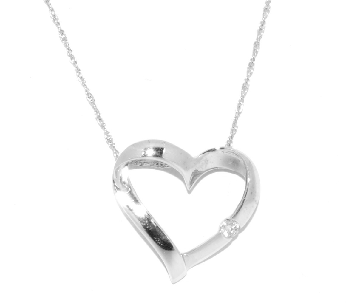 10K White Gold Diamond Heart Pendant 51001078 | Shin Brothers* 10K White Gold Diamond Heart Pendant 51001078 | Shin Brothers*