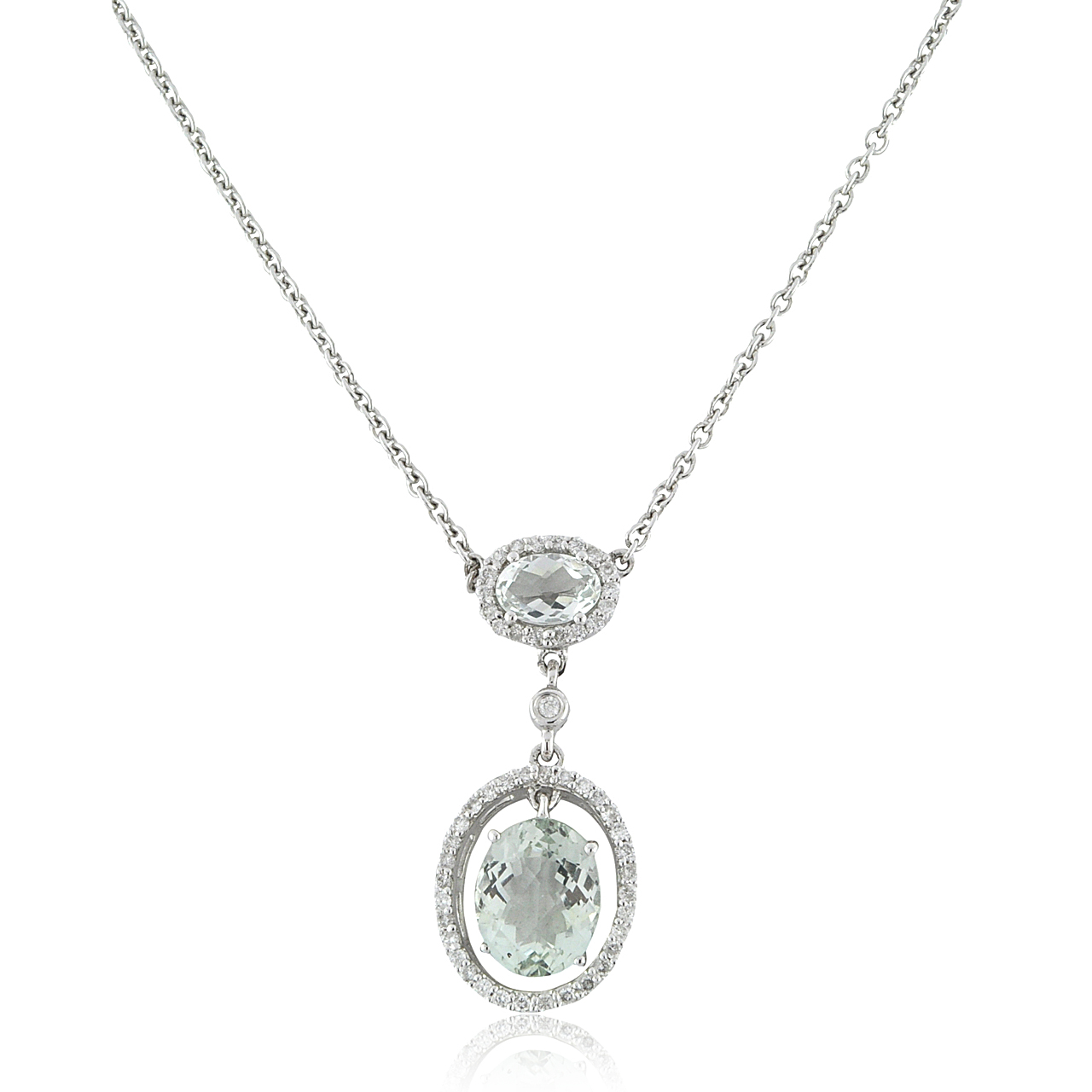 14K White Gold Green Amethyst & Diamond Necklace 32000245 | Shin Brothers*