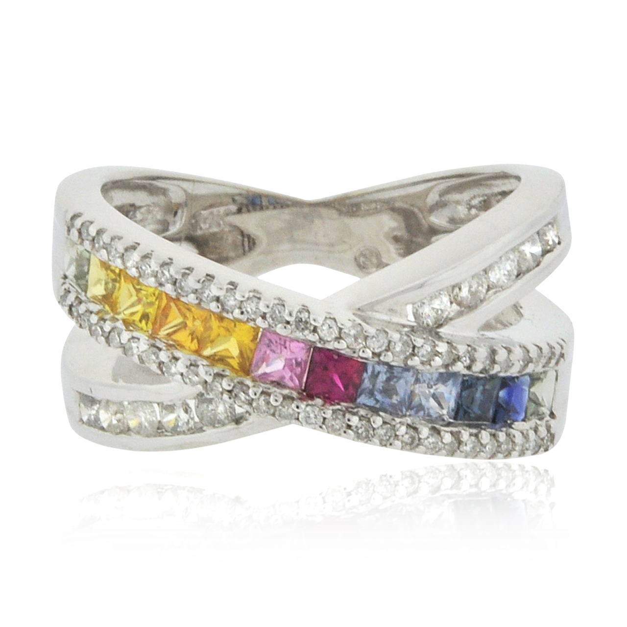 14K White Gold Multicolor Sapphire / Diamond Ring 12001710 | Shin Brothers*