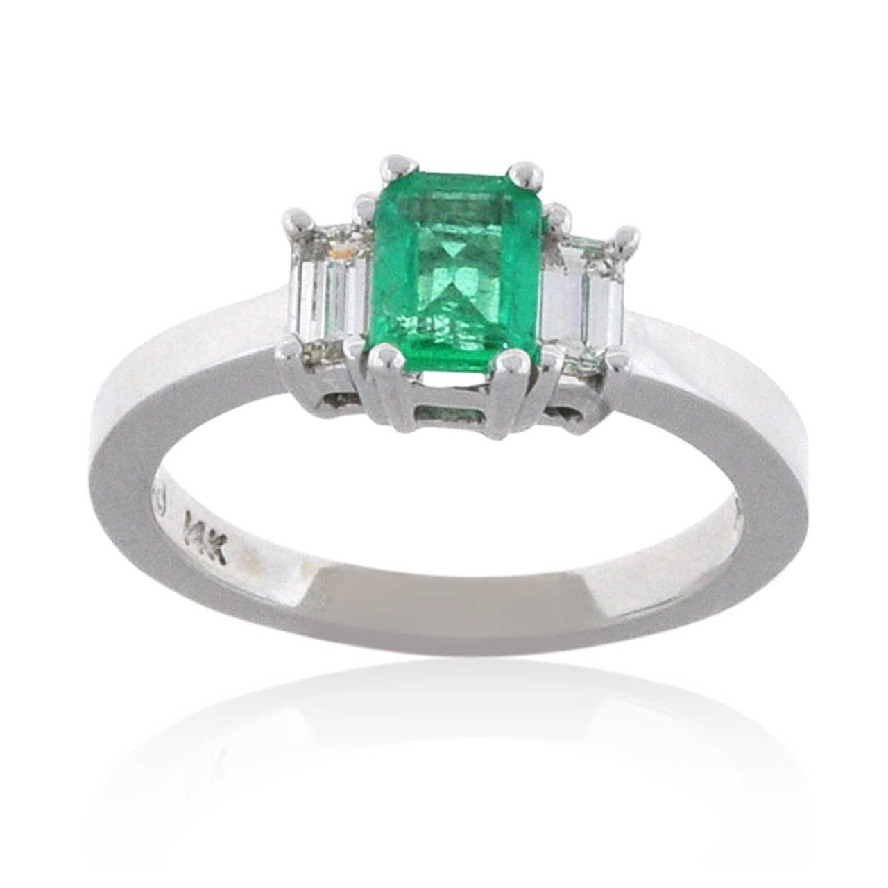 14K White Gold Emerald Diamond Engagement Ring 11002073 | Shin Brothers* 14K White Gold Emerald Diamond Engagement Ring 11002073 | Shin Brothers*