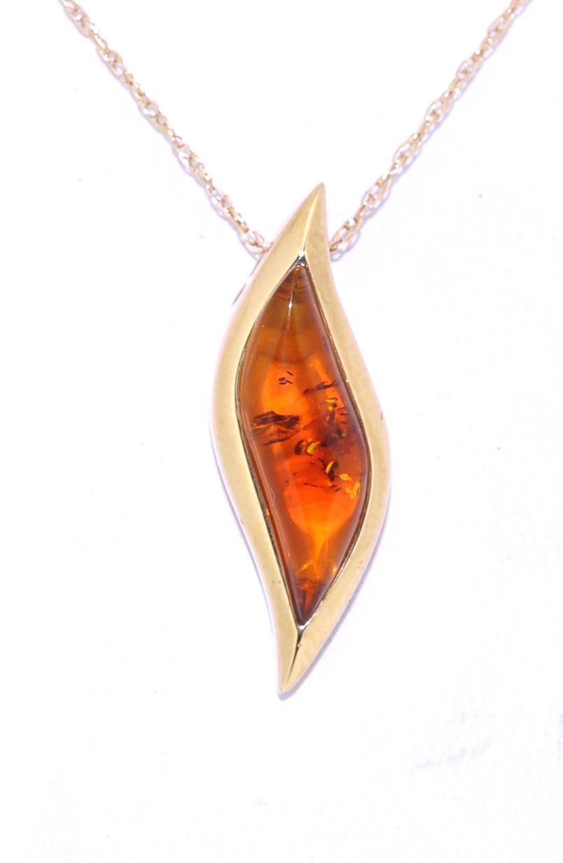 14K Yellow Gold Fancy  Amber Slide Necklace 52001098 | Shin Brothers* 