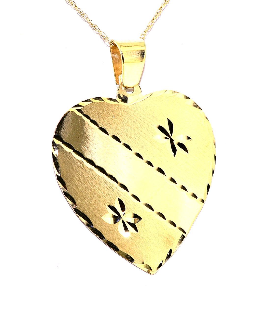 14K Yellow Gold  Diamond Cut Heart Engravable Pendant 50001932 | Shin Brothers *  14K Yellow Gold  Diamond Cut Heart Engravable Pendant 50001932 | Shin Brothers *