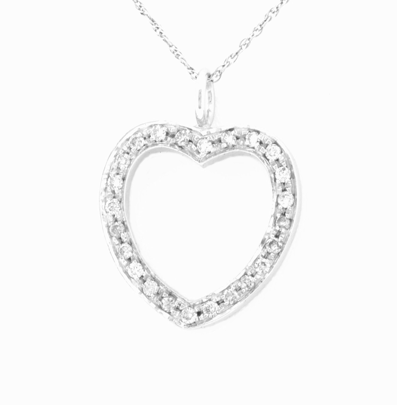 14K White Gold 0.24ct Diamond Heart Pendant 51001192 | Shin Brothers* 14K White Gold 0.24ct Diamond Heart Pendant 51001192 | Shin Brothers*