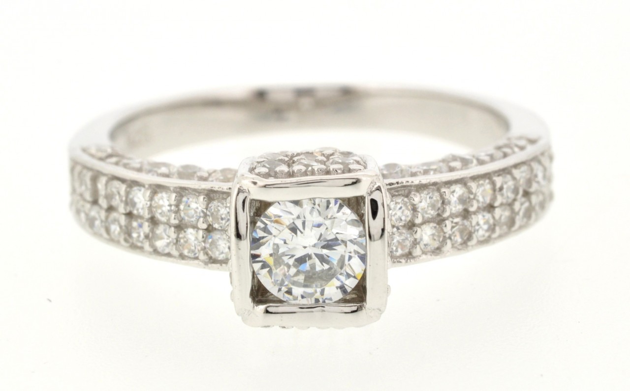 81010115 Silver CZ Engagement Ring