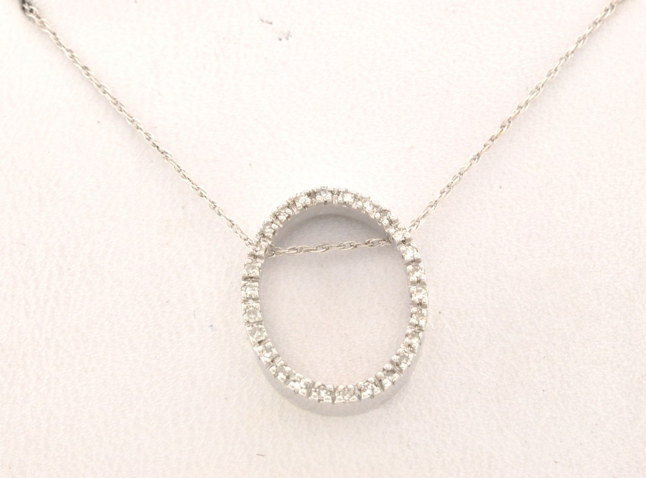 51001190 14K White Gold Diamond Oval Charm