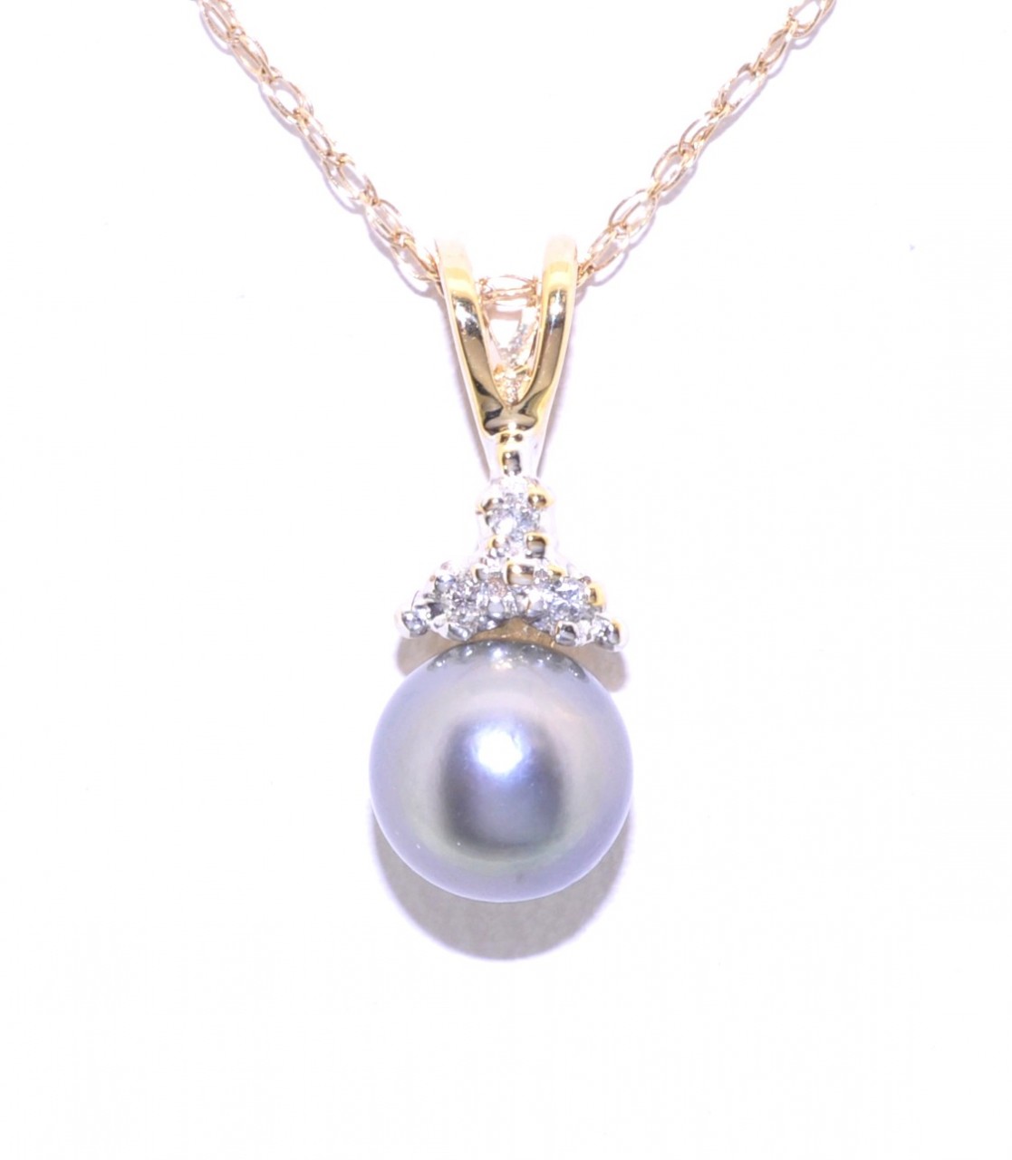 52001145 14K Yellow Gold Black Pearl/Diamond Pendant
