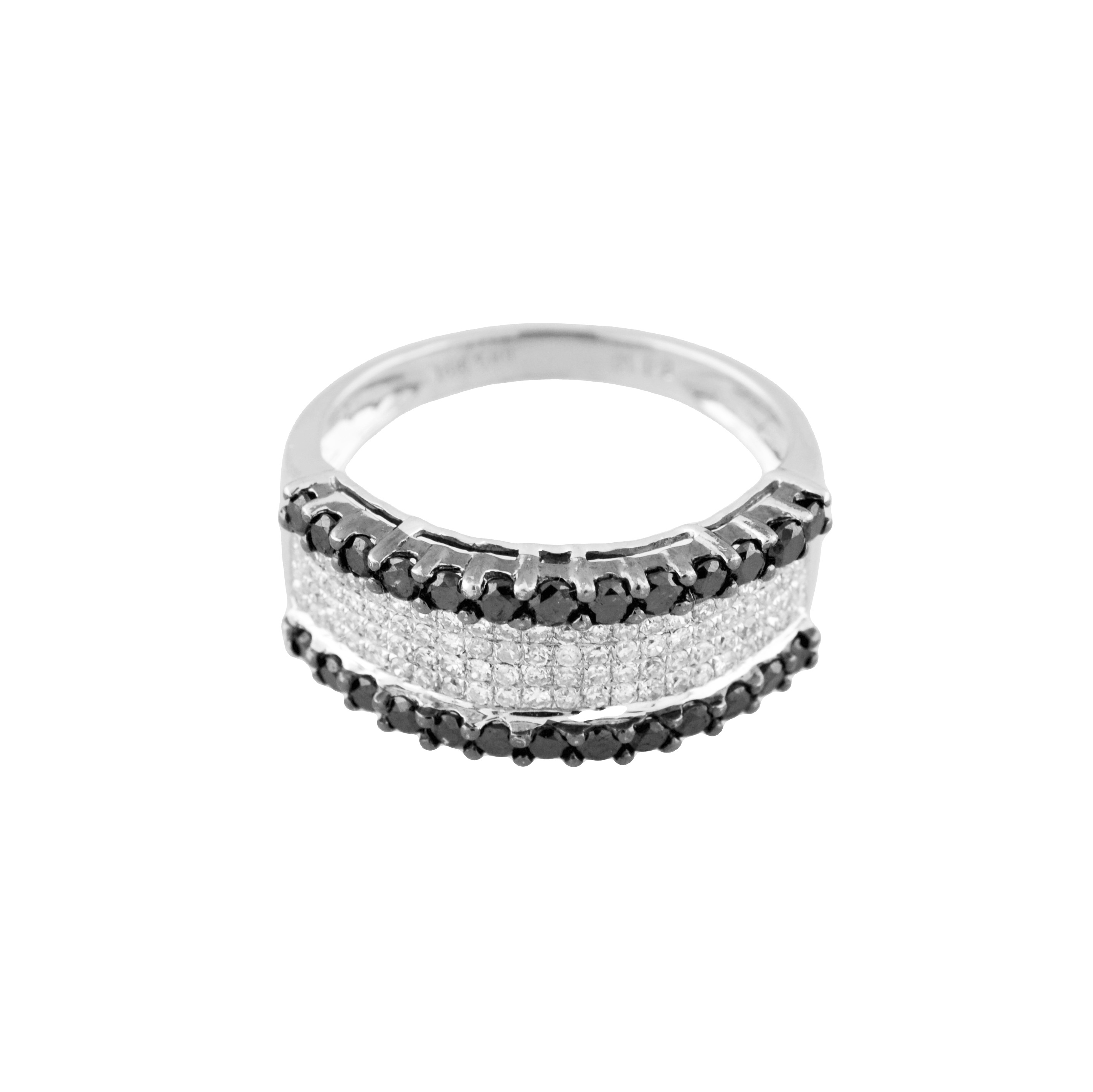 14K White Gold 1.23ctw Black & White Diamond Band 11001410 | Shin Brothers*