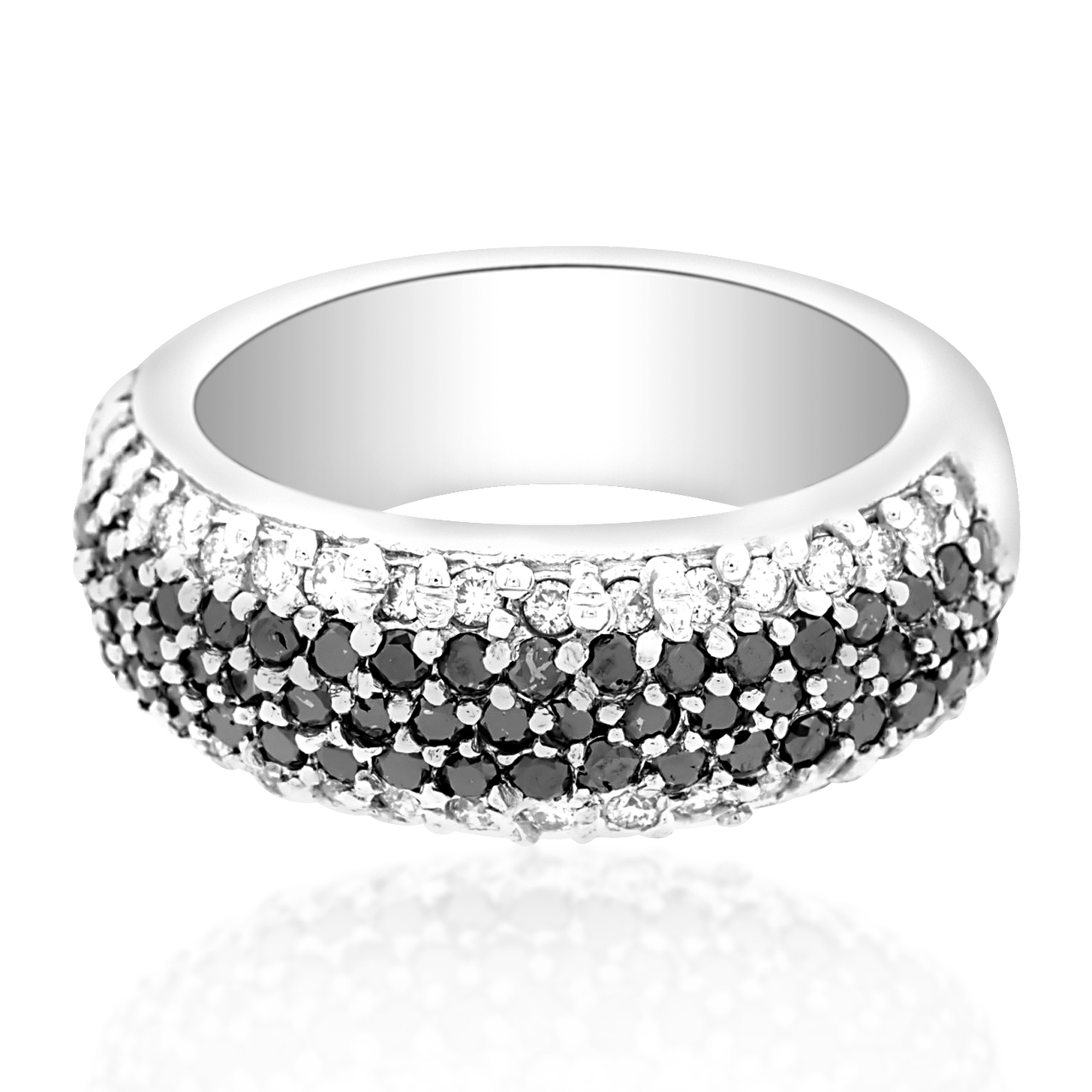 14K White Gold Black & White Diamond Band 11003010 | Shin Brothers* 14K White Gold Black & White Diamond Band 11003010 | Shin Brothers*