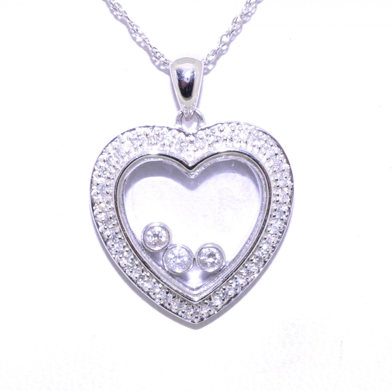 14K White Gold Floating Diamond Heart Charm 51001222 | Shin Brothers*