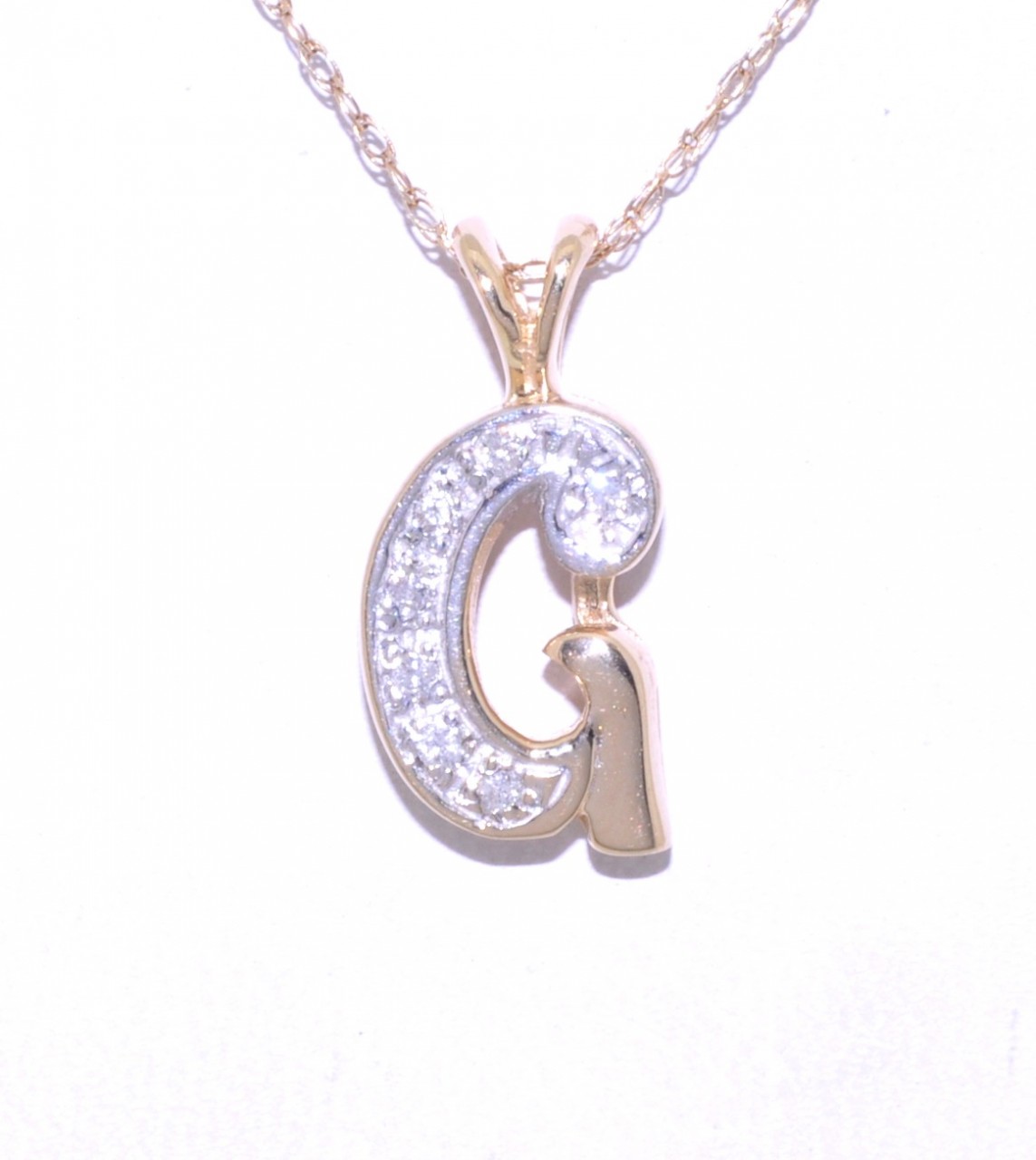 51001289 14K Two Tone Diamond Initial "G" Charm