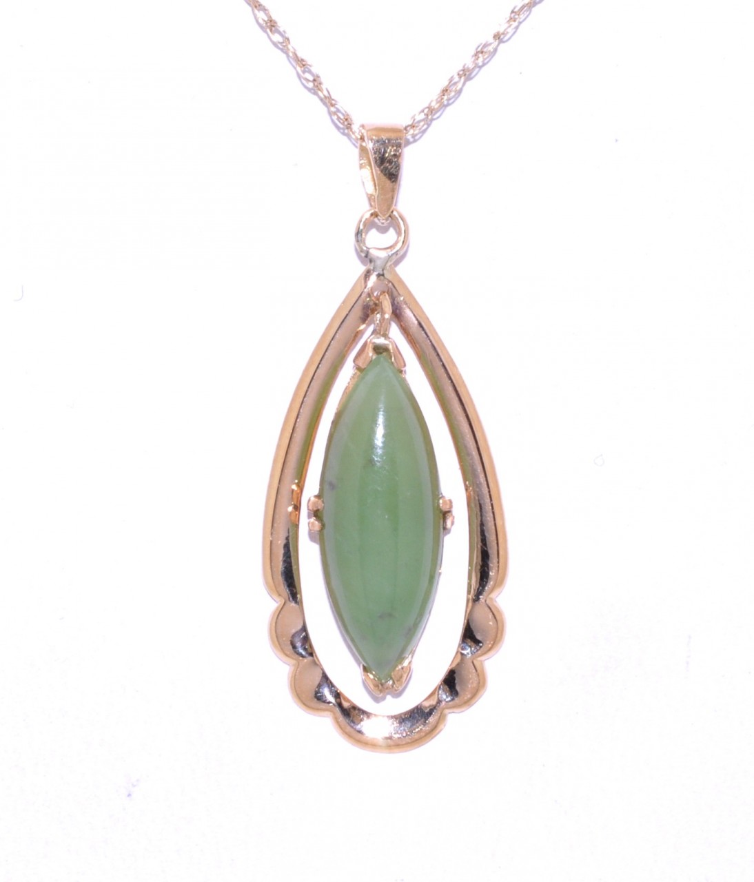 18K Yellow Gold Green Jade Teardrop Charm  By Shin Brothers* 52001152