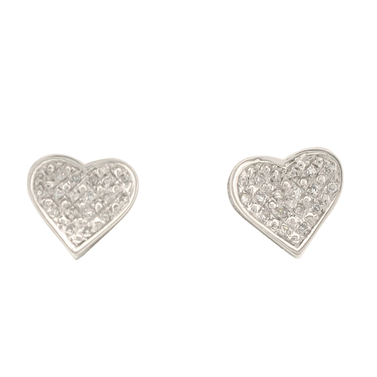 14K White Gold Diamond Heart Stud Earrings 41060281 | Shin Brothers*