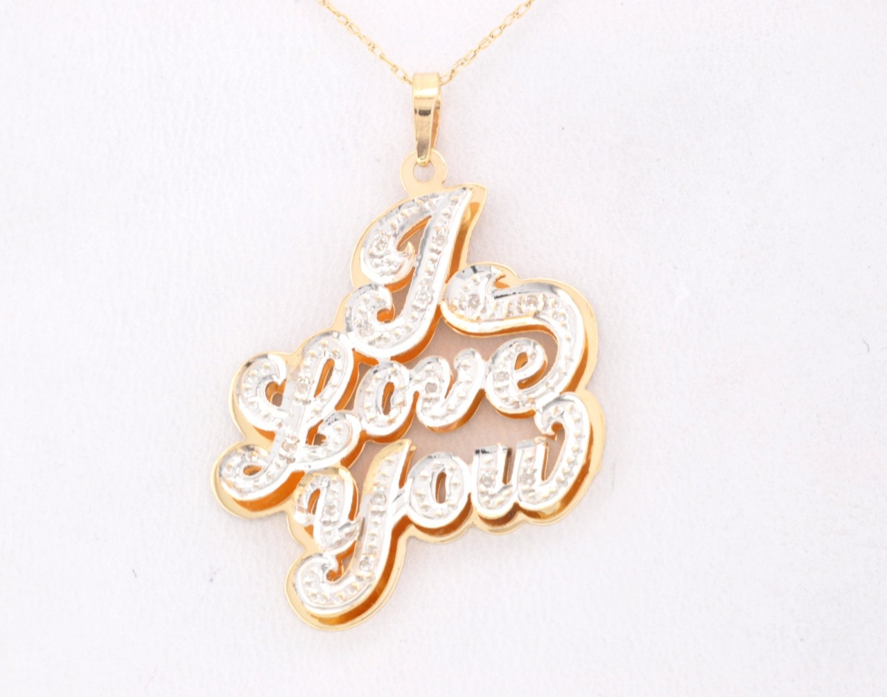 51001292 14K Two Tone Gold Diamond "I Love You" Charm 51001292 14K Two Tone Gold Diamond "I Love You" Charm
