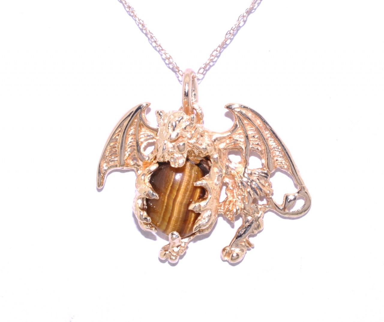 14K Yellow Gold Tiger Eye Dragon Charm 52001166 | Shin Brothers*