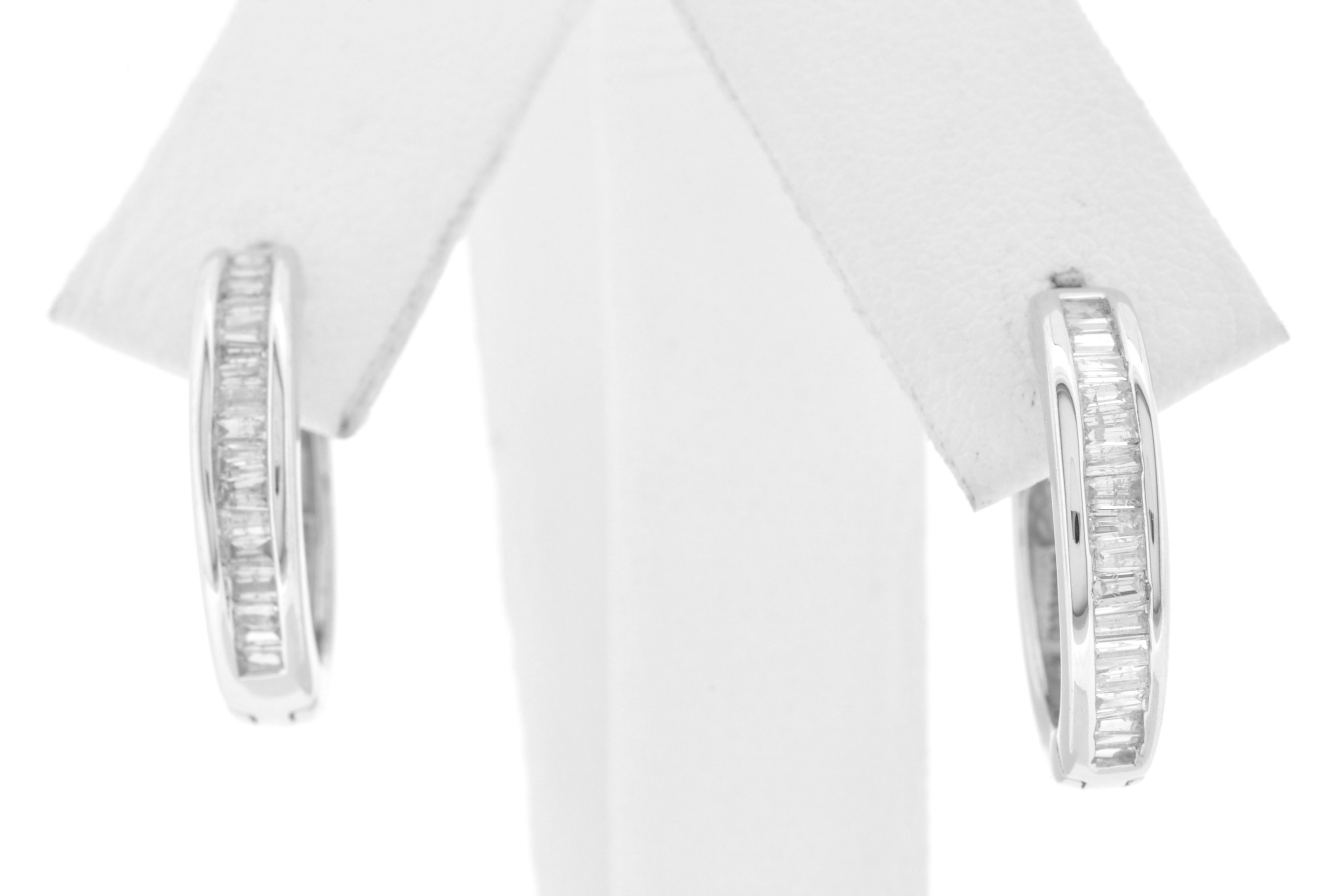 14K White Gold Diamond Huggie Earrings 41060277 | Shin Brothers*
