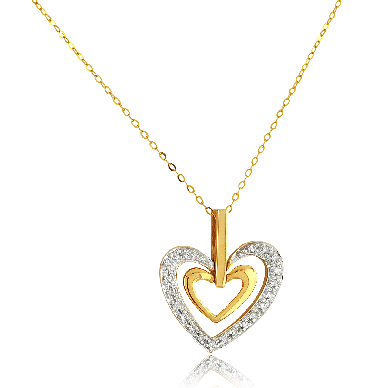 14K Yellow Gold 16" Diamond Heart Necklace 51000302 | Shin Brothers*