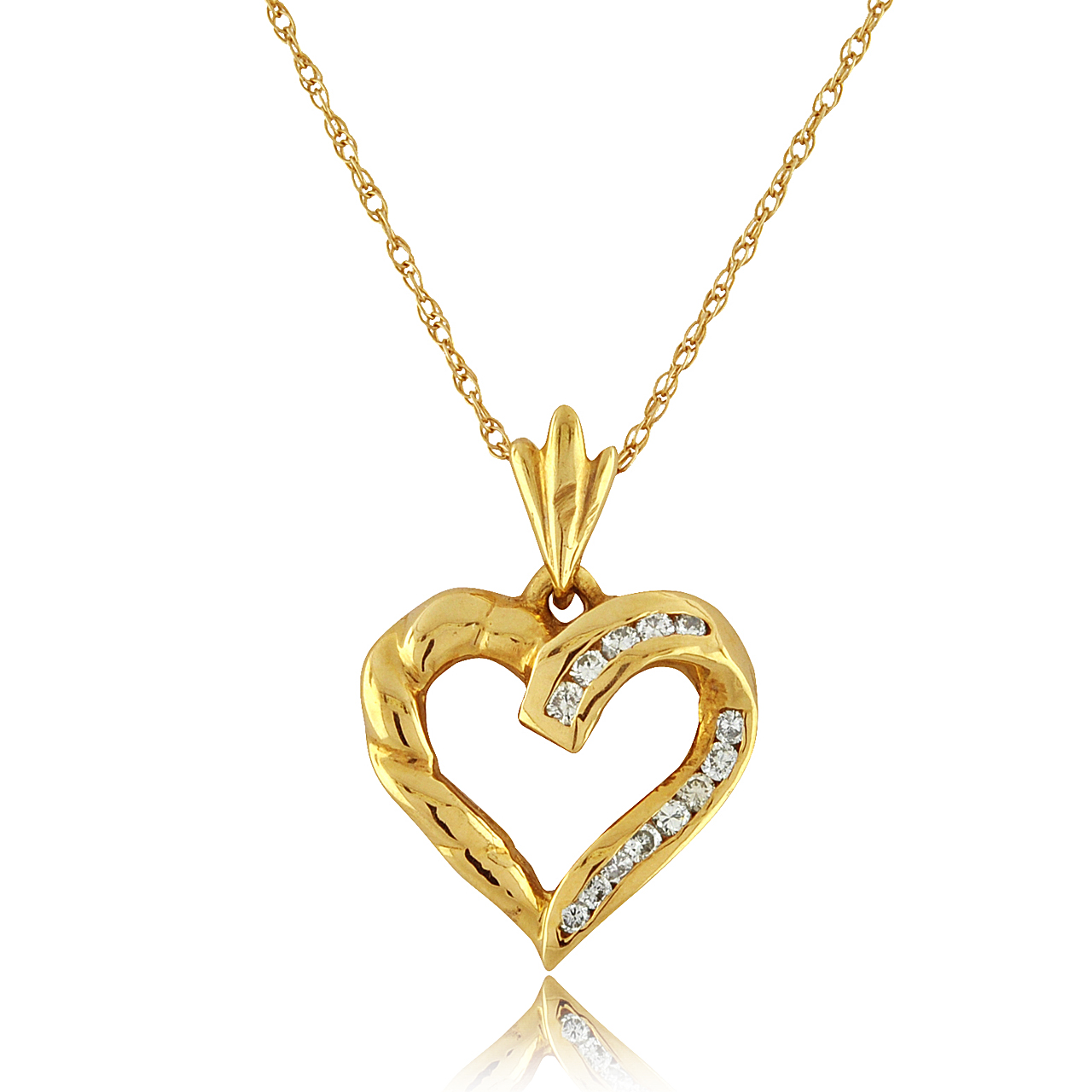 14K Yellow Gold Diamond Heart Pendant 51001133 | Shin Brothers* 14K Yellow Gold Diamond Heart Pendant 51001133 | Shin Brothers*