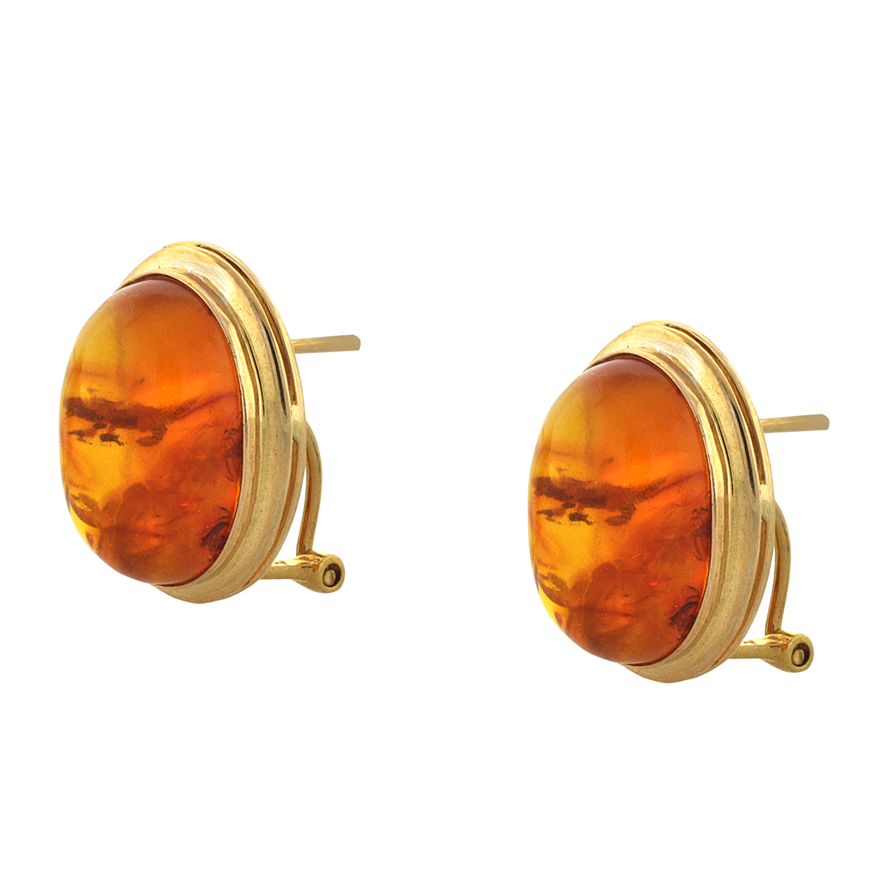 14K Yellow Gold Oval Amber Stud Earrings 42001687 | Shin Brothers*