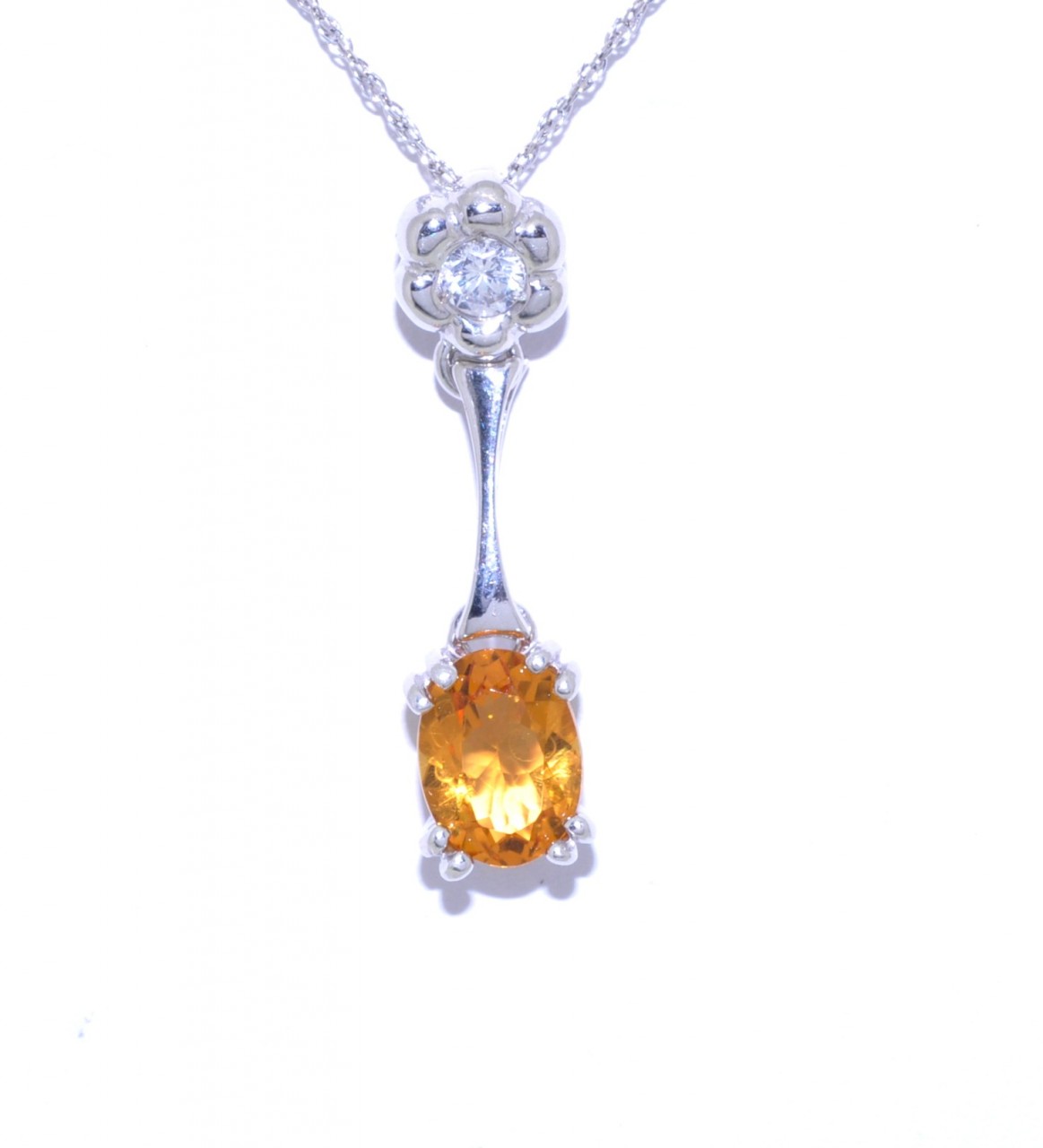 14K White Gold Hanging Citrine/Diamond Charm 52000406 | Shin Brothers*