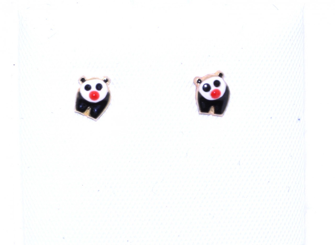 40001637 14K Yellow Gold Enamel Panda Stud Earrings 40001637 14K Yellow Gold Enamel Panda Stud Earrings