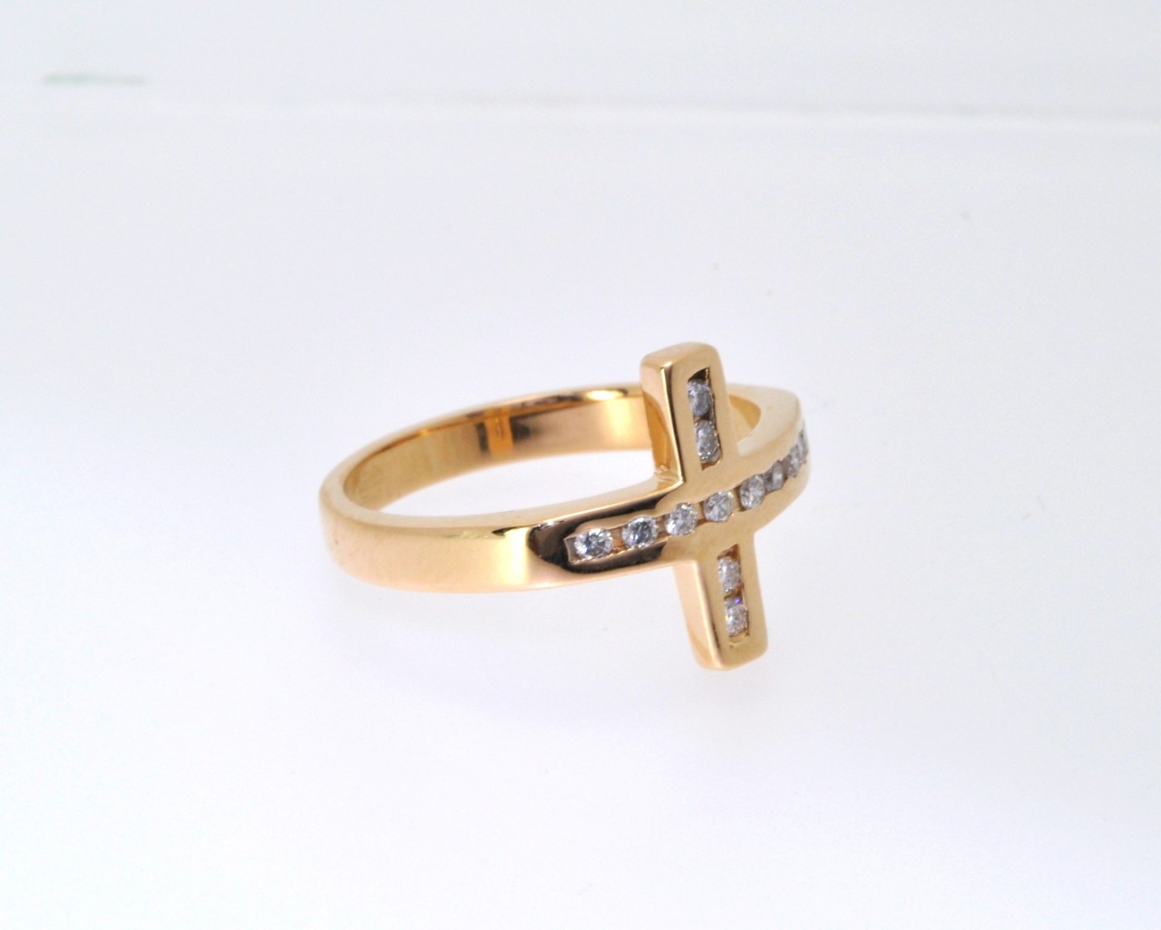 14K Yellow Gold Diamond Cross Ring  11003148
