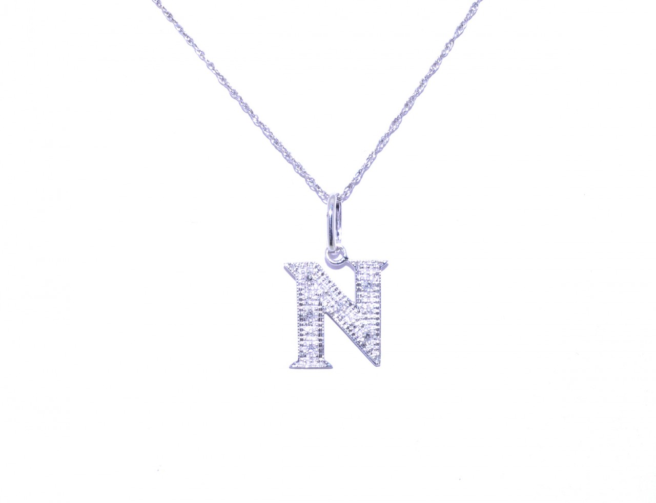 14K White Gold Diamond Initial "N" Charm 51001432 | Shin Brothers Inc** 14K White Gold Diamond Initial "N" Charm 51001432 | Shin Brothers Inc**