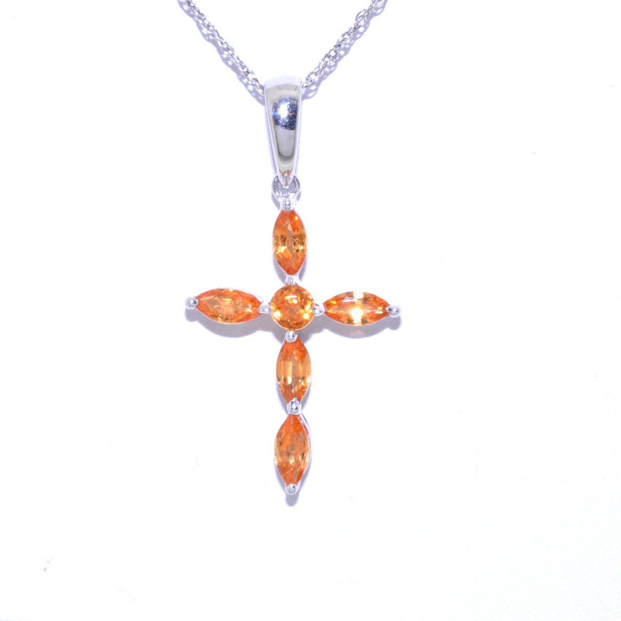 59000111 14K White Gold Yellow Topaz Cross Pendant