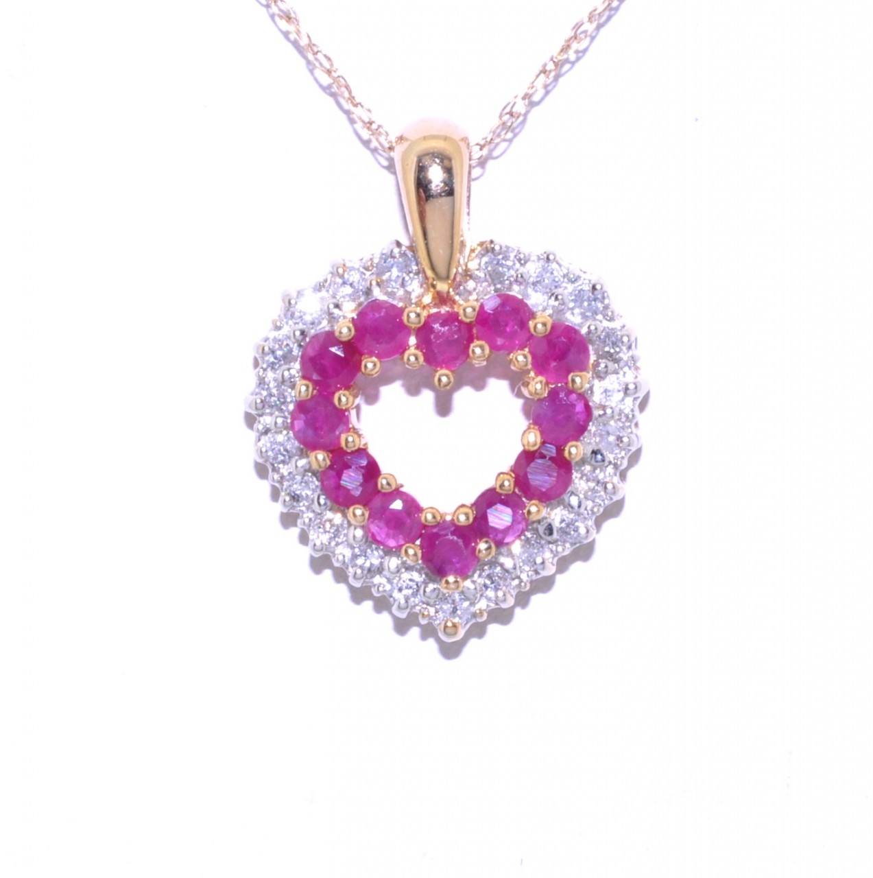 14K Yellow Gold 0.72ct Ruby 0.42ct Diamond Heart Pendant 52001241 | Shin Brothers* 14K Yellow Gold 0.72ct Ruby 0.42ct Diamond Heart Pendant 52001241 | Shin Brothers*