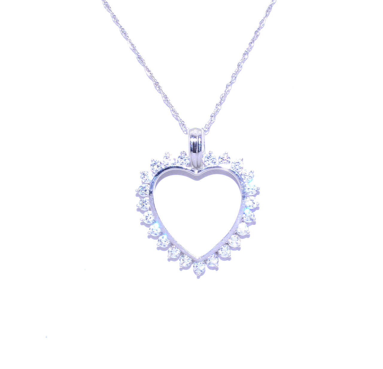14K White Gold CZ Heart Charm 52001321 | Shin Brothers* 14K White Gold CZ Heart Charm 52001321 | Shin Brothers*
