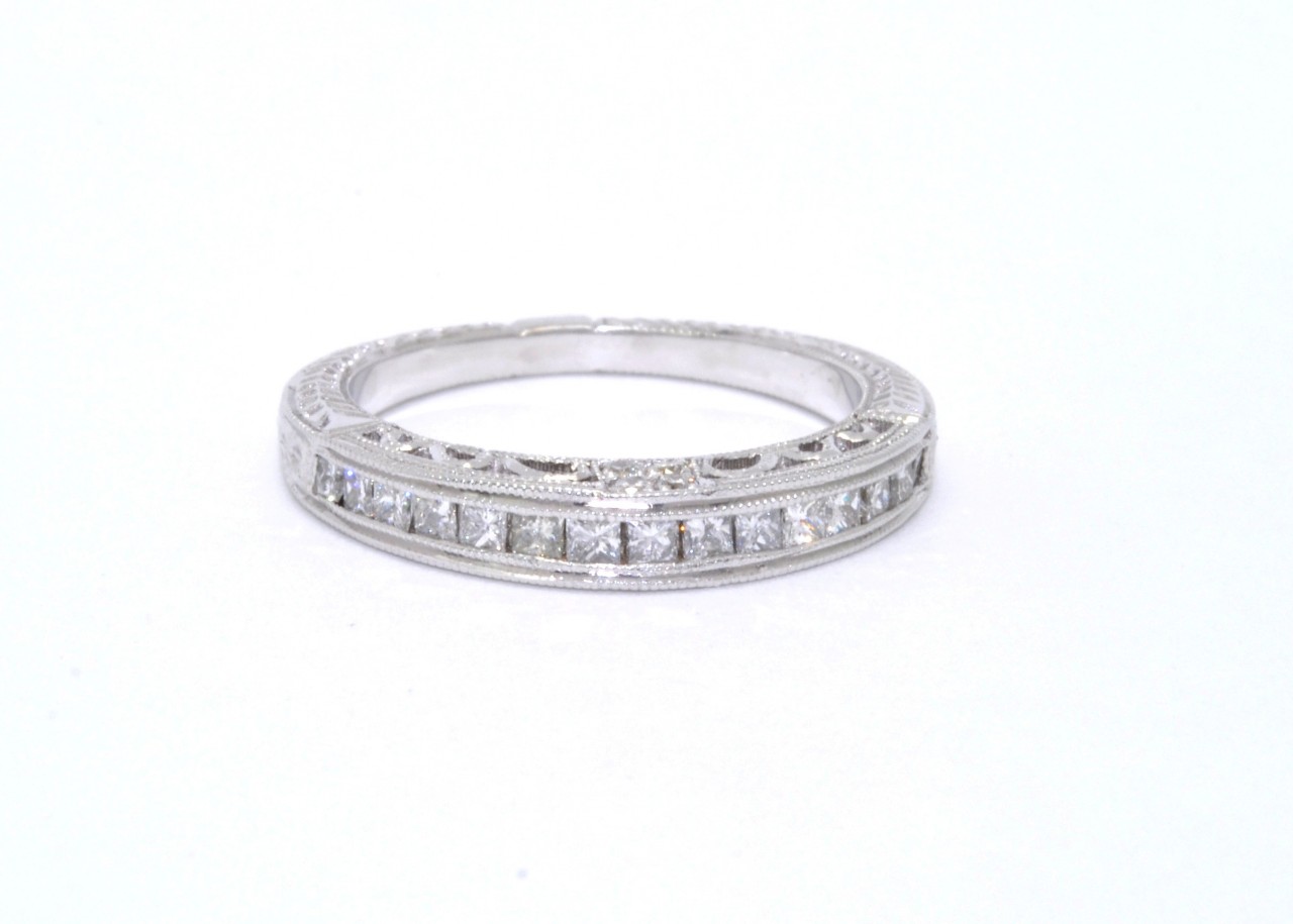 18K White Gold Princess & Round Cut Diamond Band 11003158 | Shin Brothers*