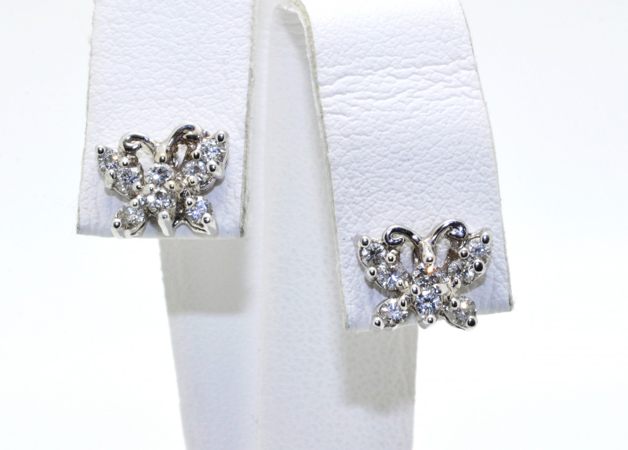 14K White Gold Diamond Butterfly Earrings | Shin Brothers* 41060346 14K White Gold Diamond Butterfly Earrings | Shin Brothers* 41060346