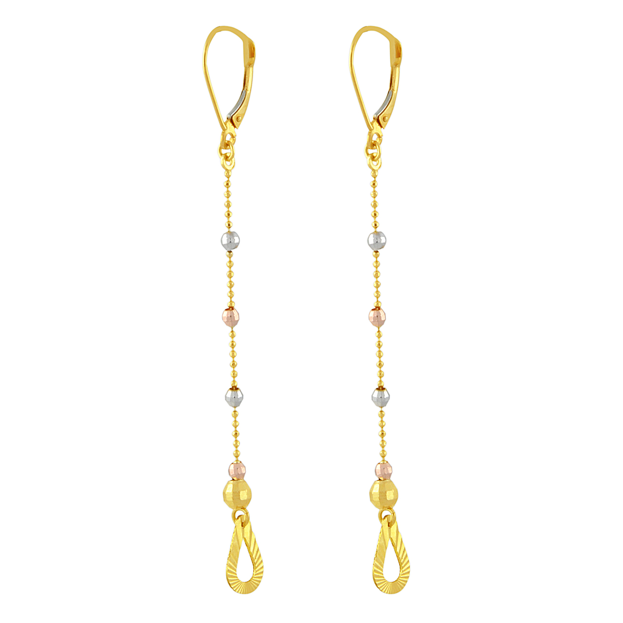 14K Tricolor Gold Beaded Drop Earrings 40001722 | Shin Brothers* 14K Tricolor Gold Beaded Drop Earrings 40001722 | Shin Brothers*