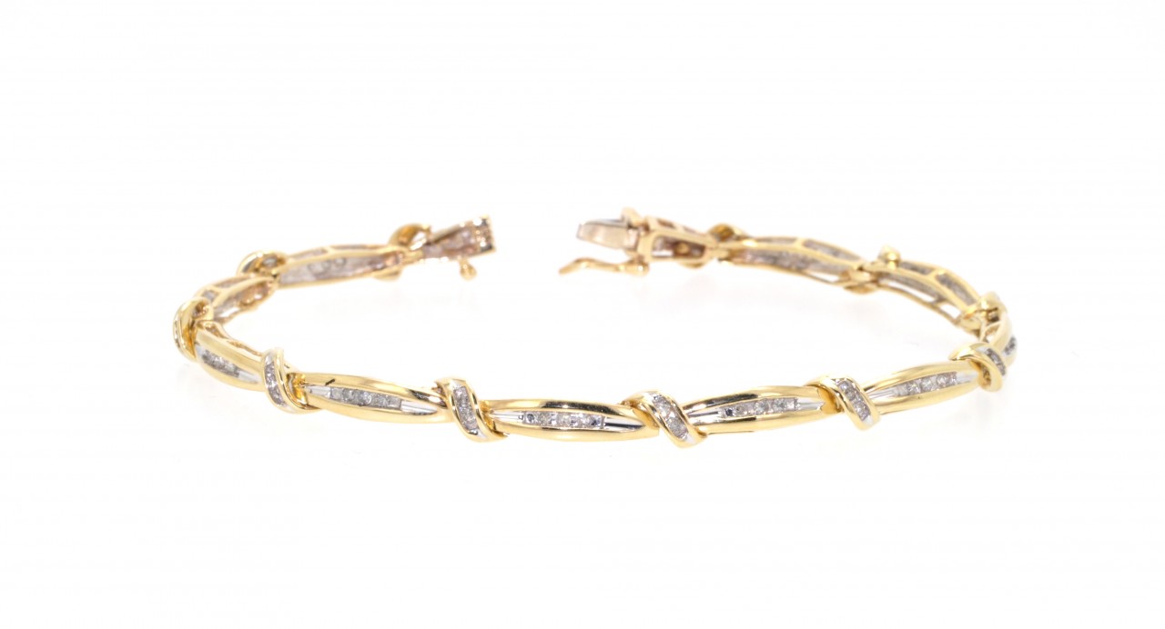 14K Yellow Gold 7" Ladies' Diamond Bracelet 21000399 | Shin Brothers*
