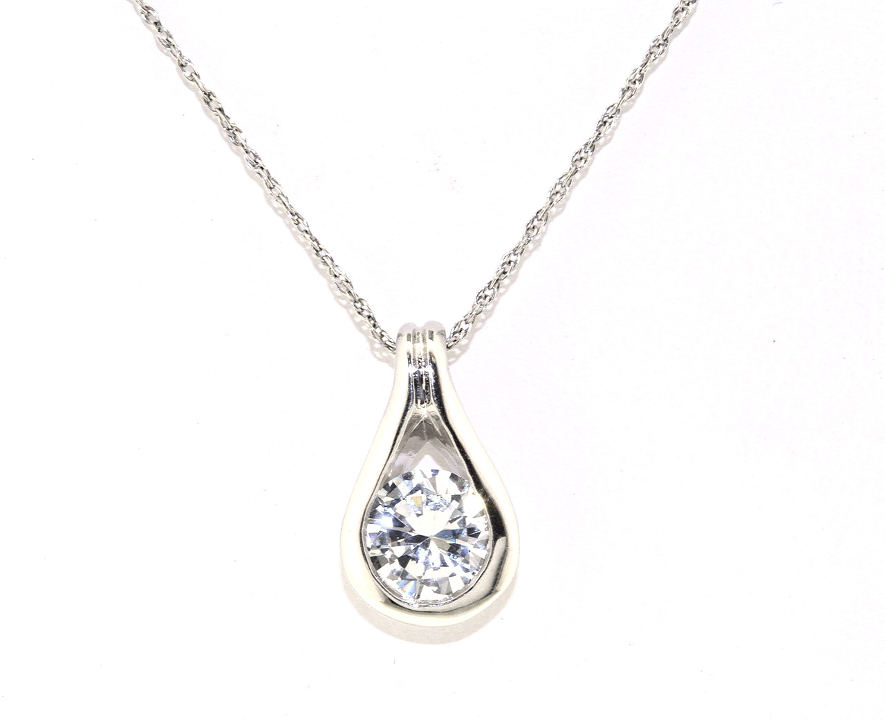 14K White Gold CZ Drop Charm 52001364 | Shin Brothers* 14K White Gold CZ Drop Charm 52001364 | Shin Brothers*