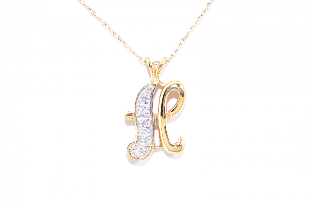 51001276 14K Yellow Gold Diamond Initial "H" Charm Shinbro** 51001276 14K Yellow Gold Diamond Initial "H" Charm Shinbro**
