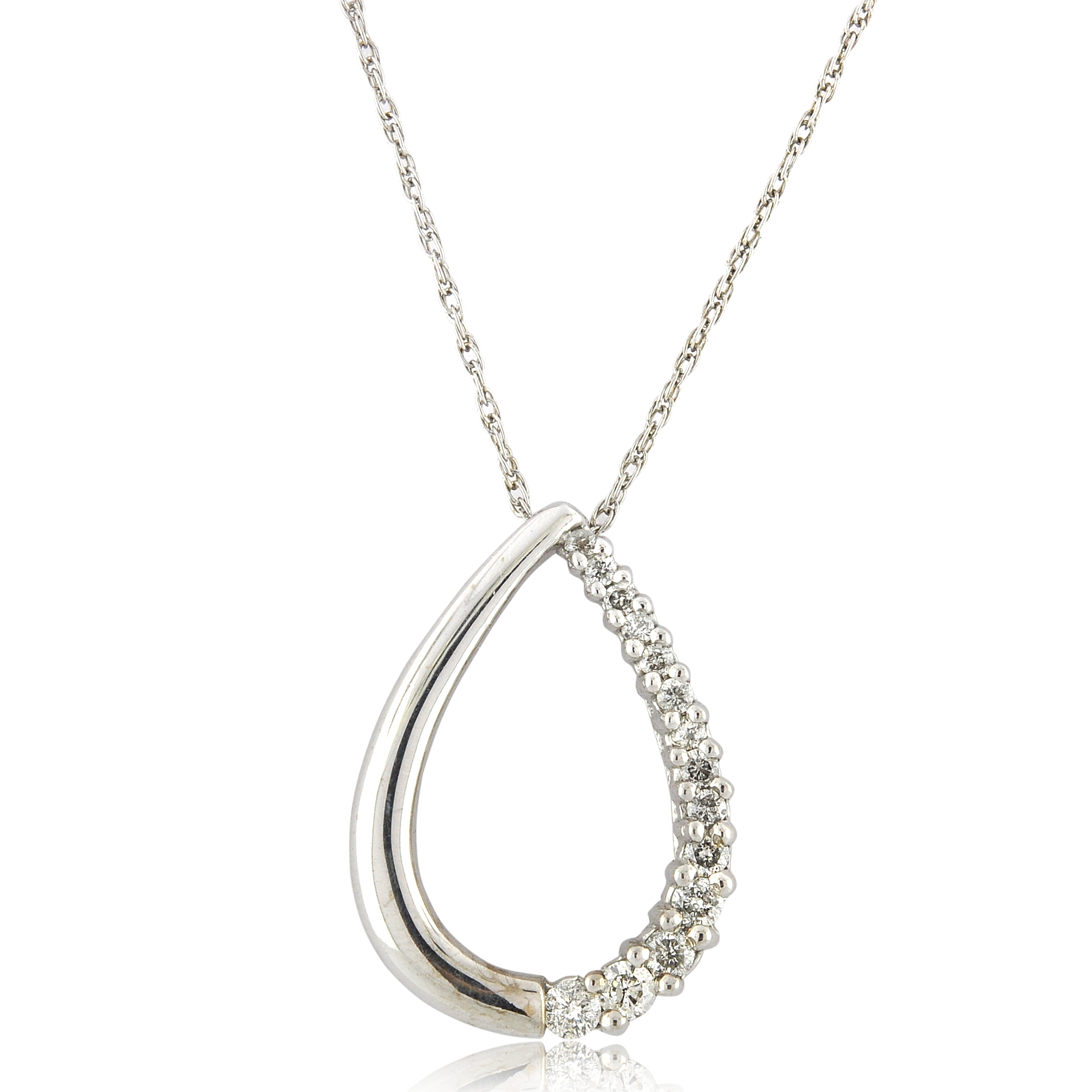 10K White Gold Diamond Open Teardrop Pendant 59000082 | Shin Brothers* 10K White Gold Diamond Open Teardrop Pendant 59000082 | Shin Brothers*