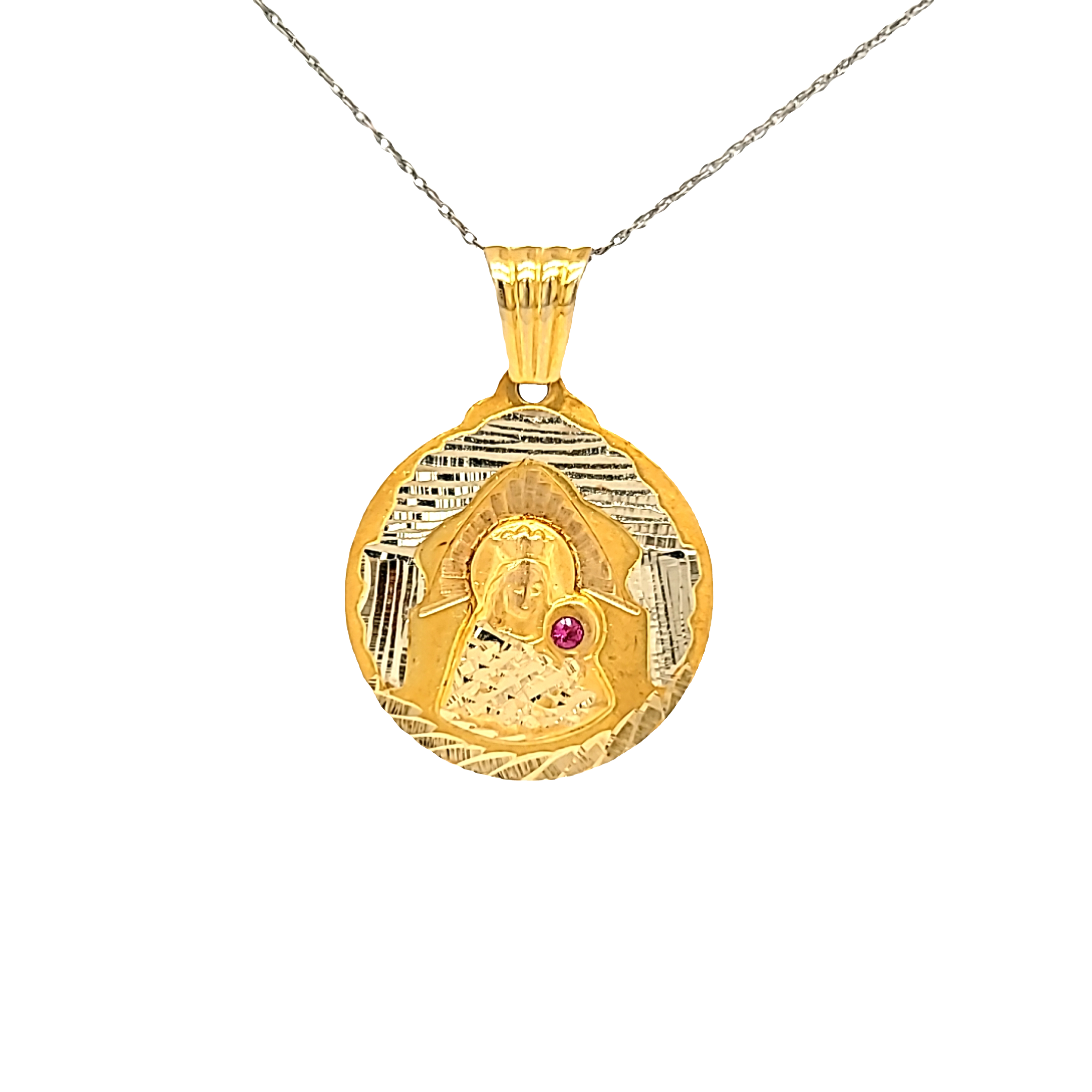 14K Two Tone CZ Religious Charm 50002295 