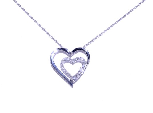 10K White Gold Diamond Double Heart Charm 59000131 | Shin Brothers*
