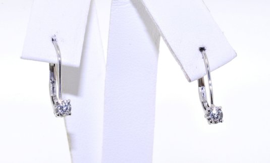 14K White Gold Diamond Lever Back Earrings 41000959 | Shin Brothers*