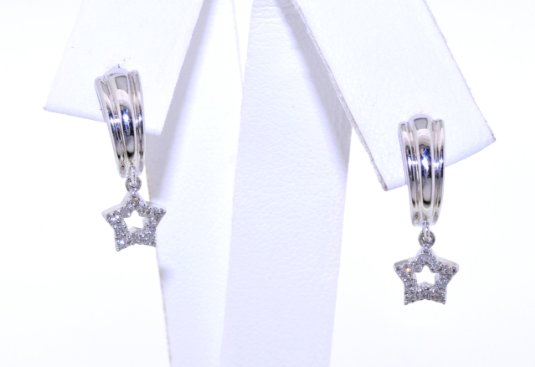 14K White Gold Diamond Star Post Earrings 42000909 | Shin Brothers* 
