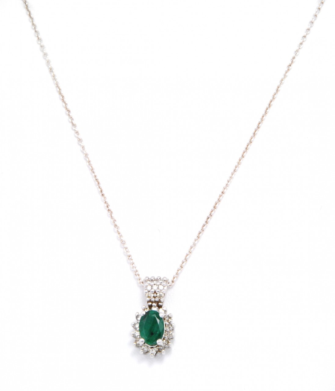 52001246 14K White Gold Diamond Genuine Emerald Pendant 52001246 14K White Gold Diamond Genuine Emerald Pendant