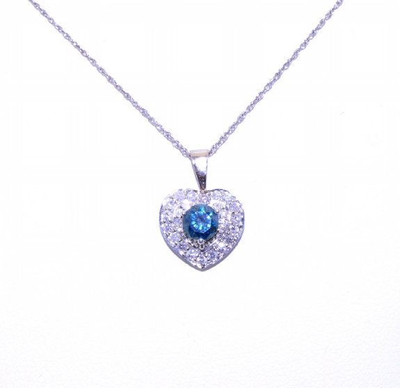 14K White Gold Blue & White Diamond Heart Charm 51001457 | Shin Brothers* 14K White Gold Blue & White Diamond Heart Charm 51001457 | Shin Brothers*