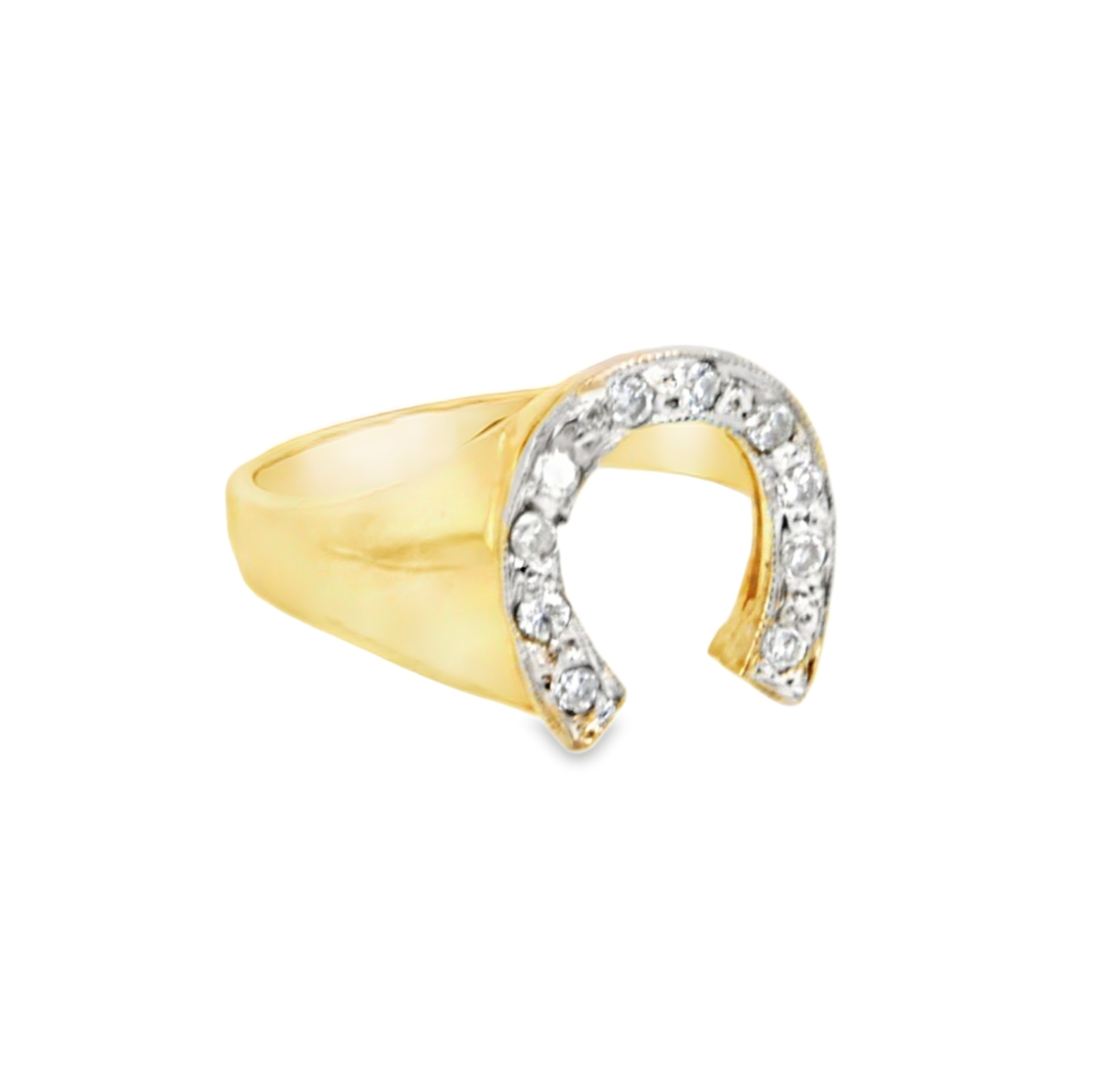 14K Yellow Gold Diamond Horse Shoe Ring 11003443   | Shin Brothers* 