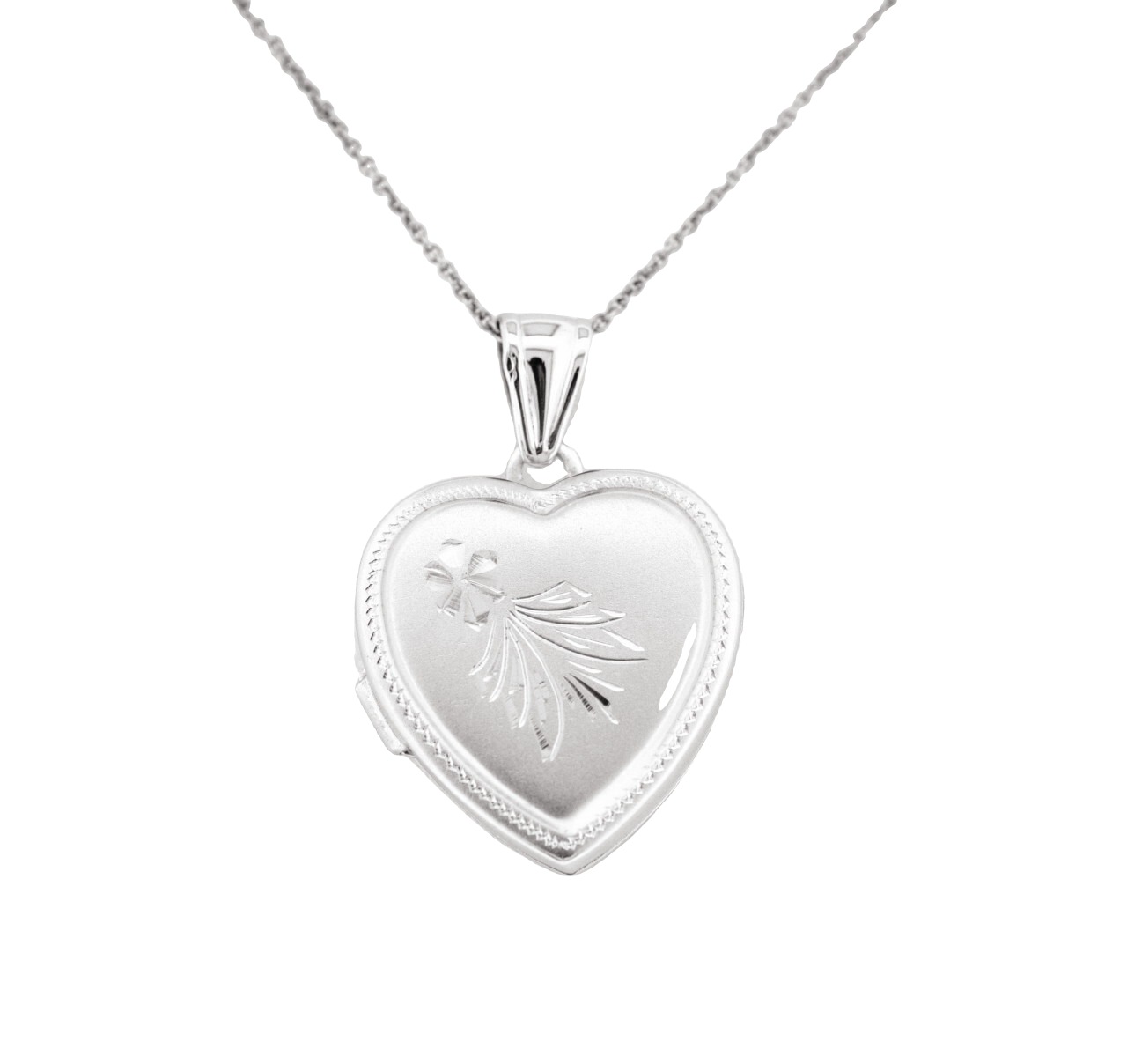 14K White Gold Heart shape Diamond Cut Locket Pendant 50001372 | Shin Brothers* 14K White Gold Heart shape Diamond Cut Locket Pendant 50001372 | Shin Brothers*