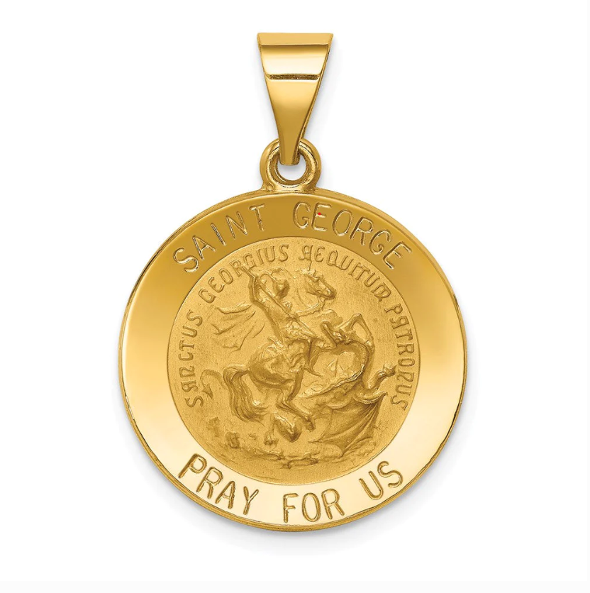  14K Yellow Gold St. George Medal Charm | Shin Brothers