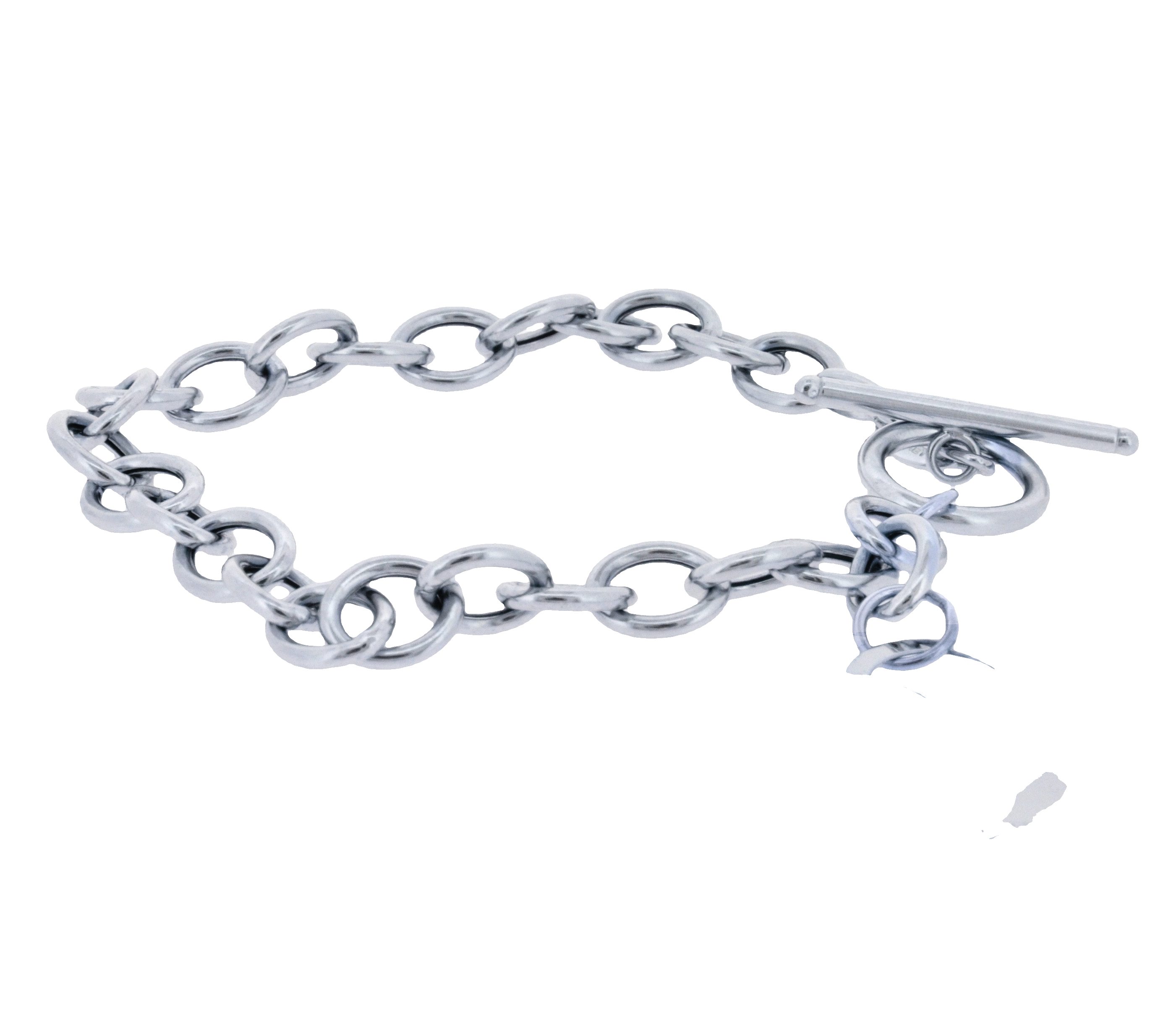14K White Gold 7" Link Toggle Lock Charm Bracelet with Heart 20001111 | Shin Brothers**
