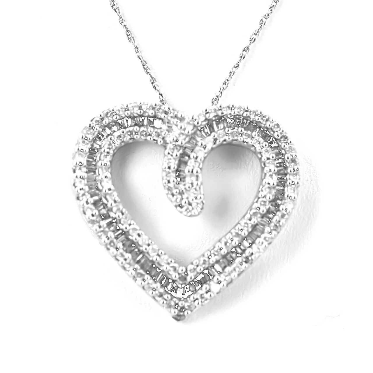 10K White Gold 1.00ct Diamond Heart Slide Charm 39000103 | Shin Brothers**
